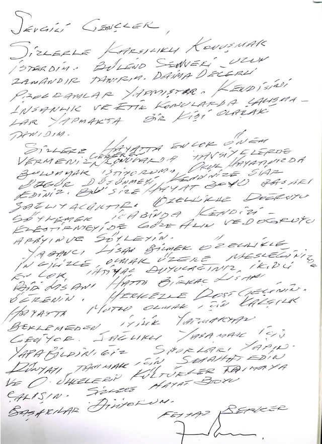 Feyyaz Berker Şeref Defteri