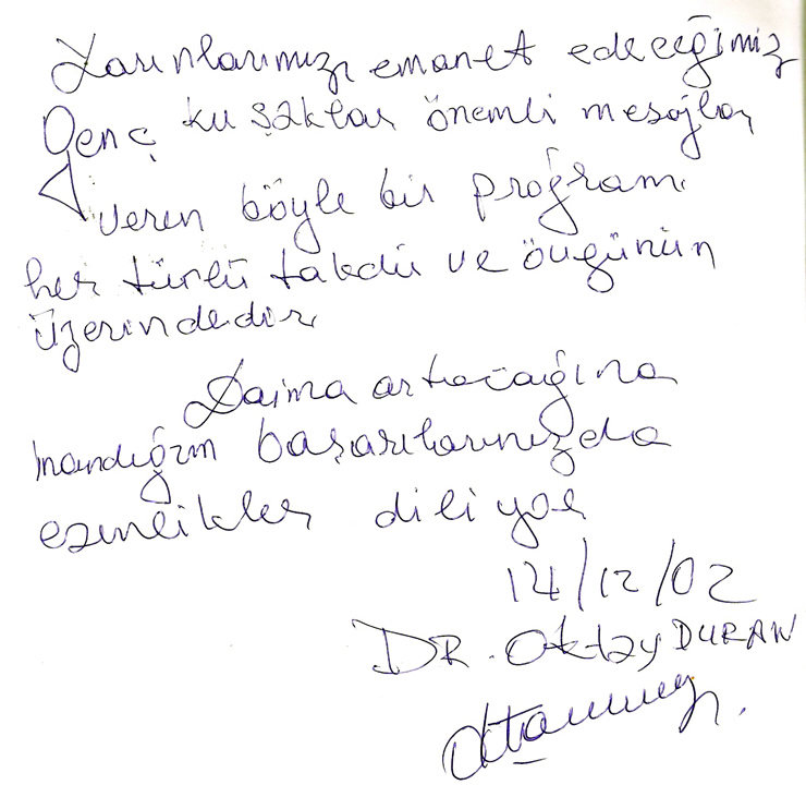 Oktay Duran Şeref Defteri
