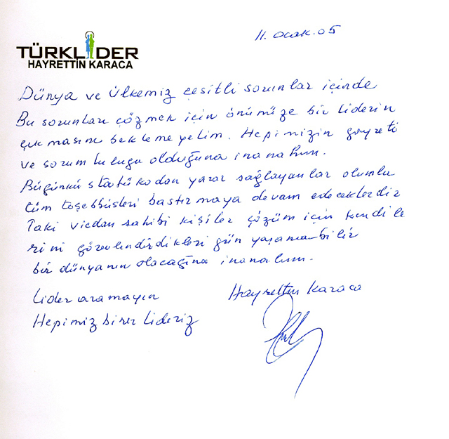 Hayrettin Karaca Şeref Defteri