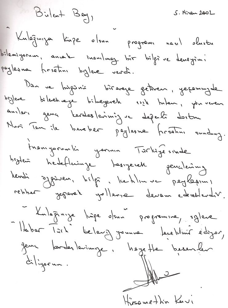 Hüsamettin Kavi Şeref Defteri